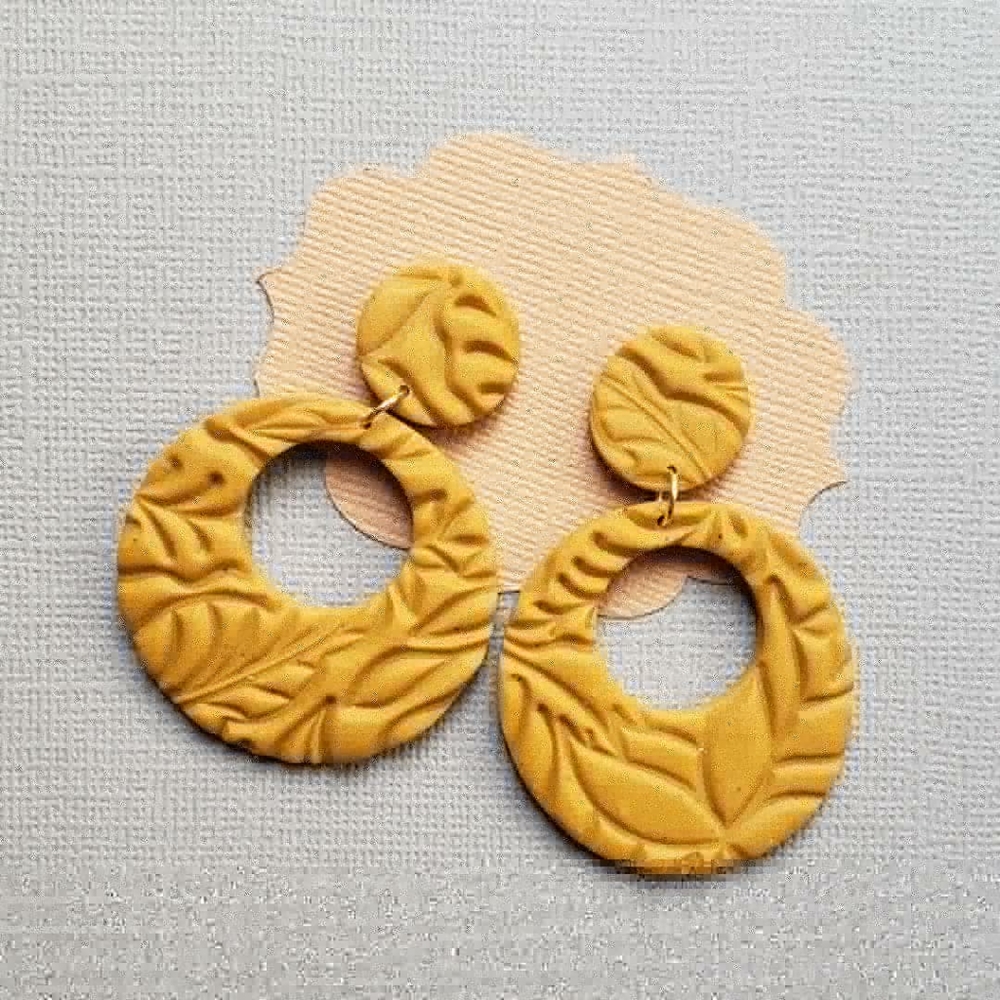 Mustard Polymer Clay Earrings